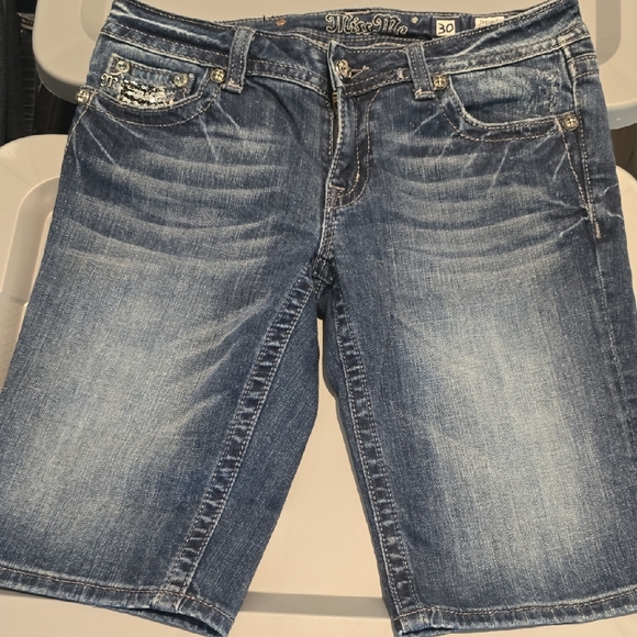 Miss Me Denim Bermuda Shorts - Dark Blue - Picture 2 of 6